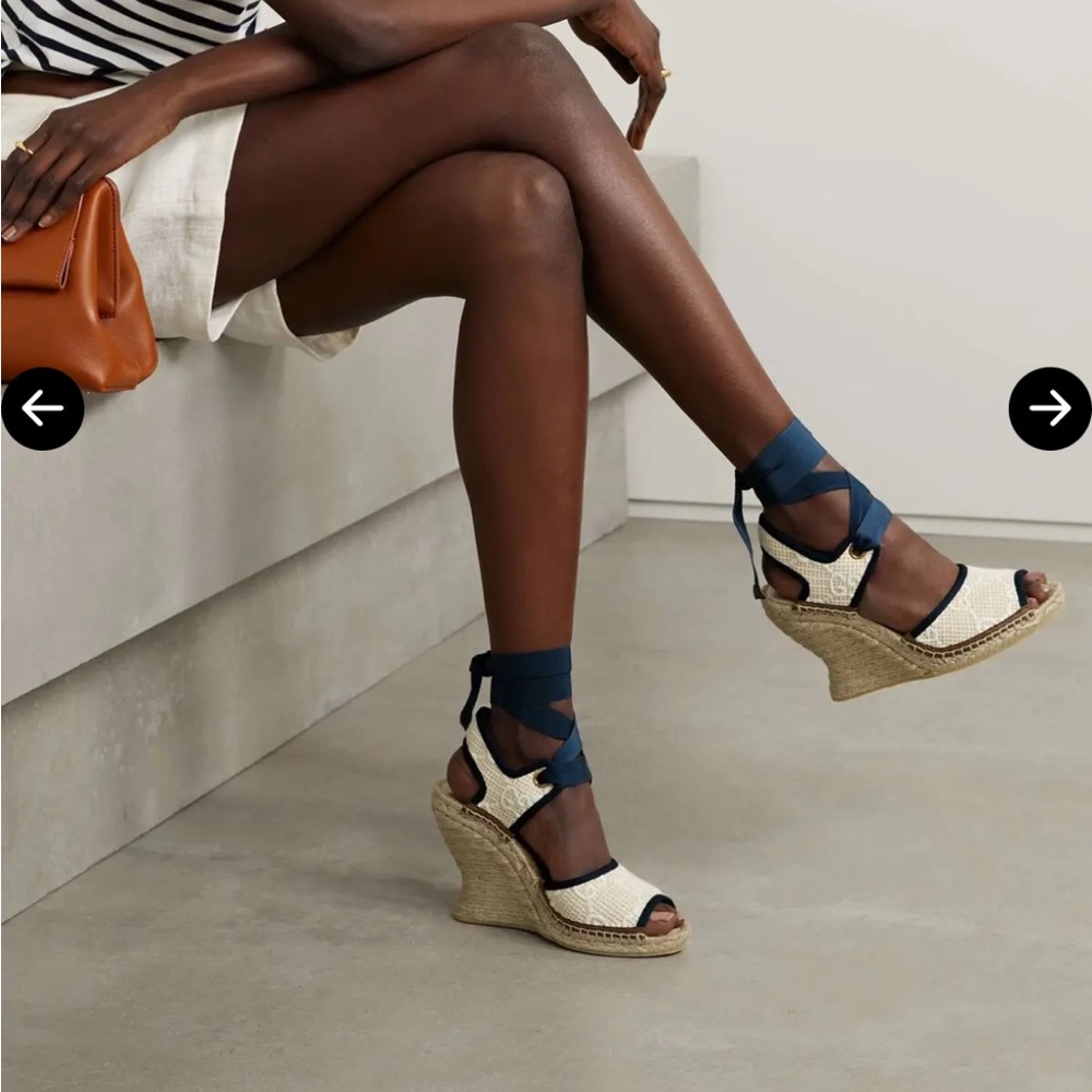 Gucci Women's White and Blue Wedge Sandals